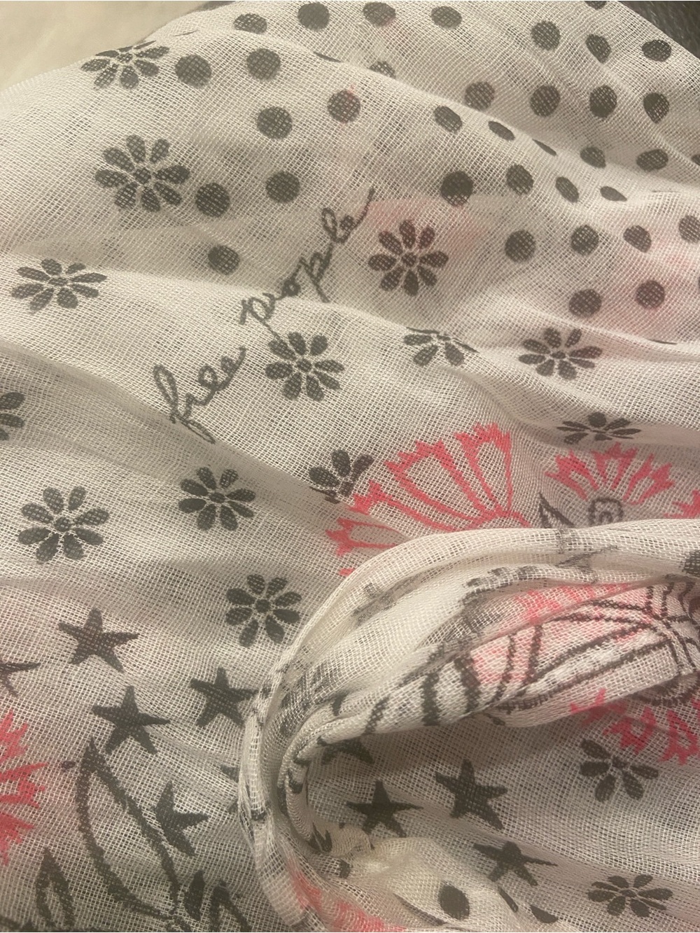 FREE PEOPLE BOHO Floral Cotton Voile BAG - Pink and Gray NEW - Picture 6 of 6